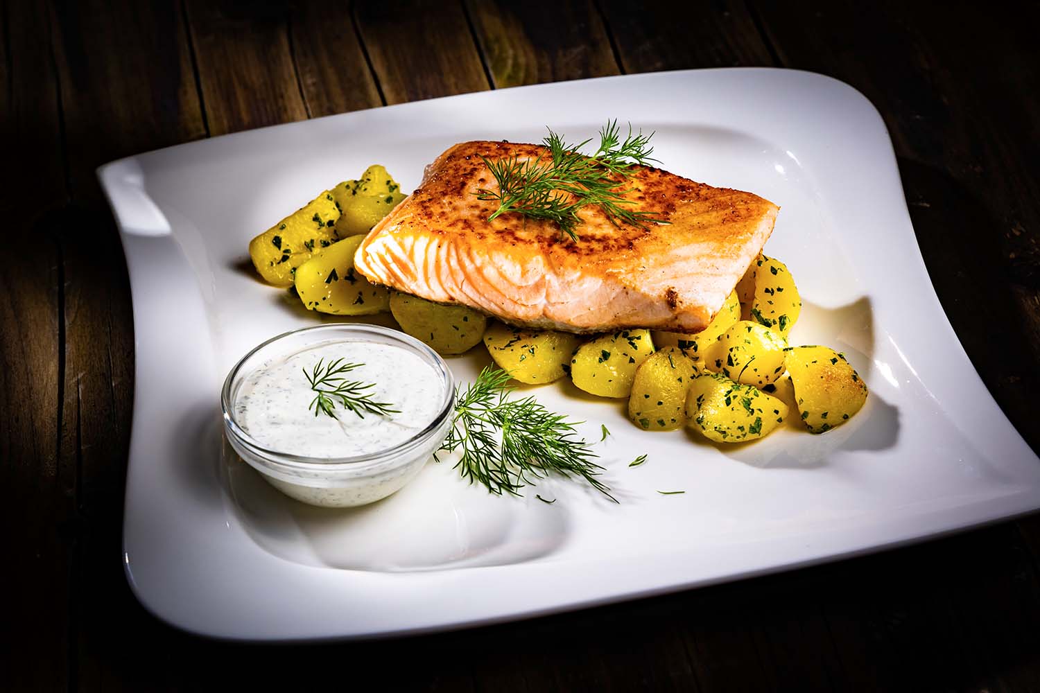 Lachs mit Bratkartoffeln