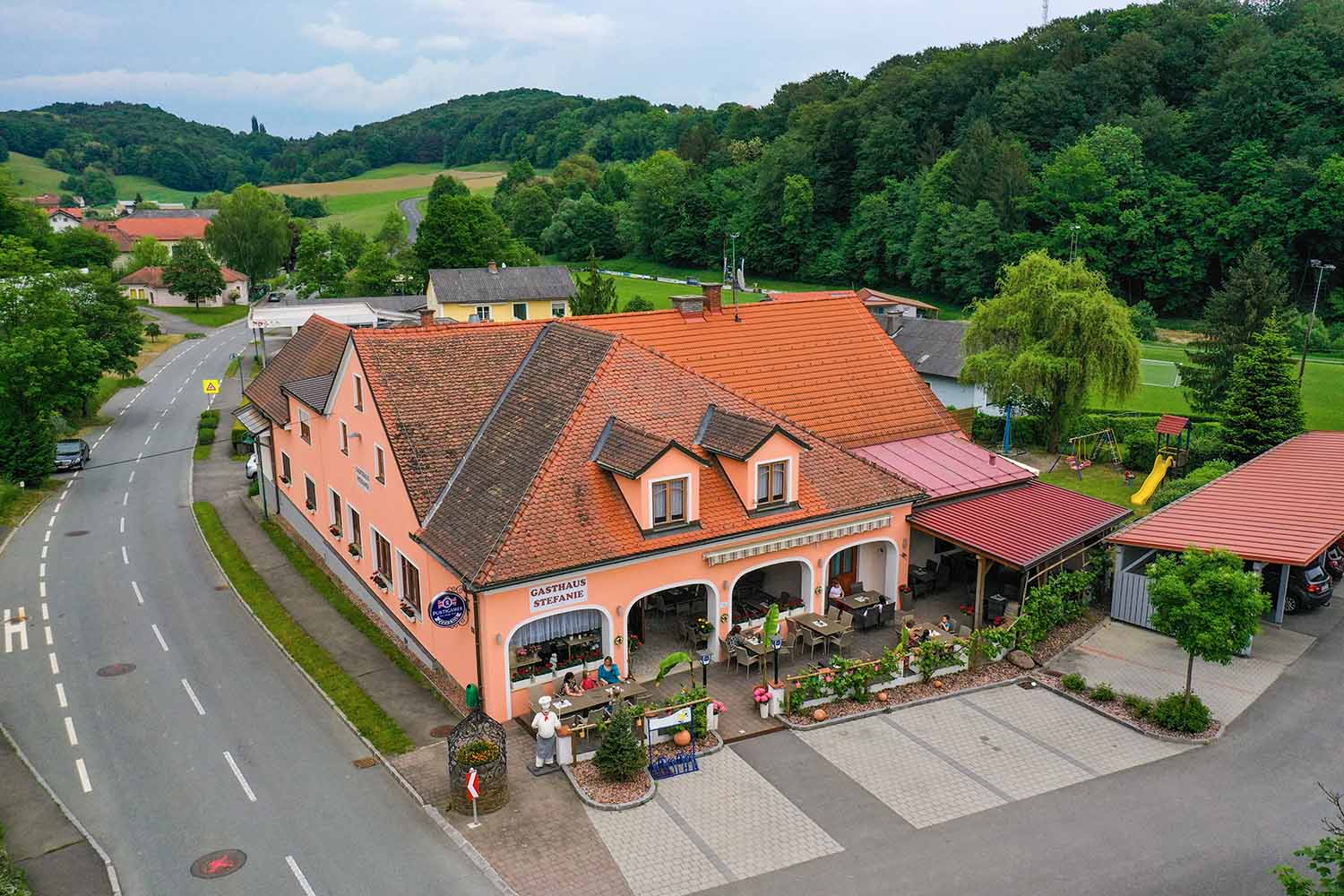 Wirtshaus Gebäude von oben